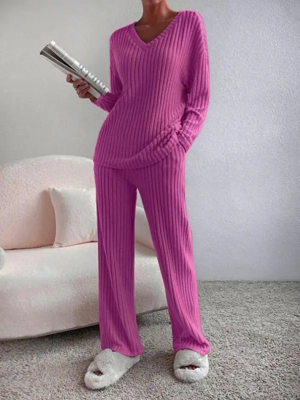 Women's Solid Drop Shoulder Pocket Lounge Set