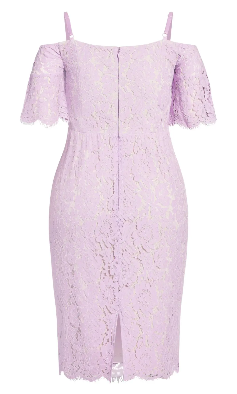 Evans Lilac Lace Cold Shoulder Midi Dress
