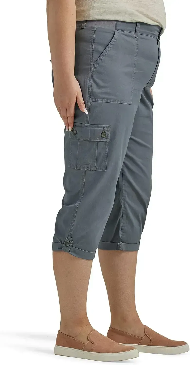 Lee Women's Plus Size Ultra Lux Comfort with Flex-to-go Cargo Capri Pant