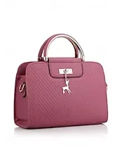 Women's Faux Leather Top Handle Tote Bag with Deer Charm - Elegant Structured Women's Shoulder Bag, Perfect for Mother's Day Gift, Work, Shopping and Casual Outings