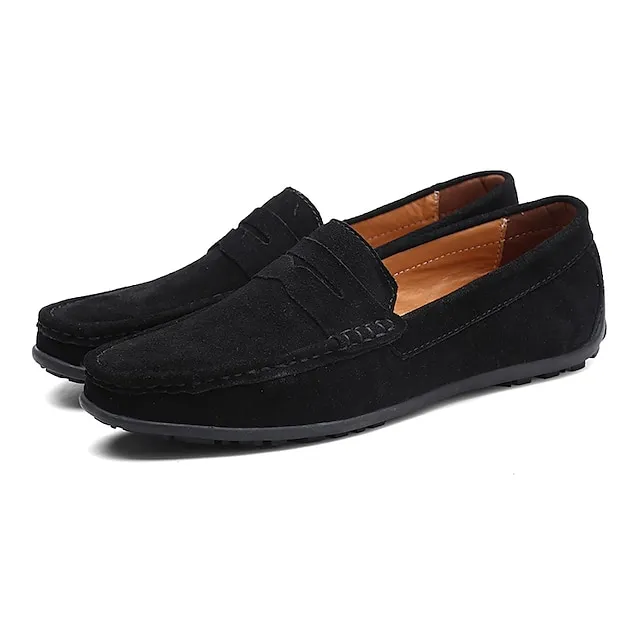 Men's Loafers & Slip-Ons Suede Shoes Comfort Shoes Driving Loafers Casual Outdoor Daily Suede Black Navy Blue Khaki Spring Summer