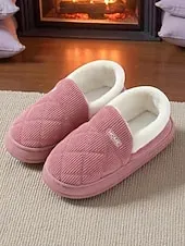 Women's Quilted Indoor Slippers with Faux Fur Lining – Warm Home Shoes for Winter and Cold Floors