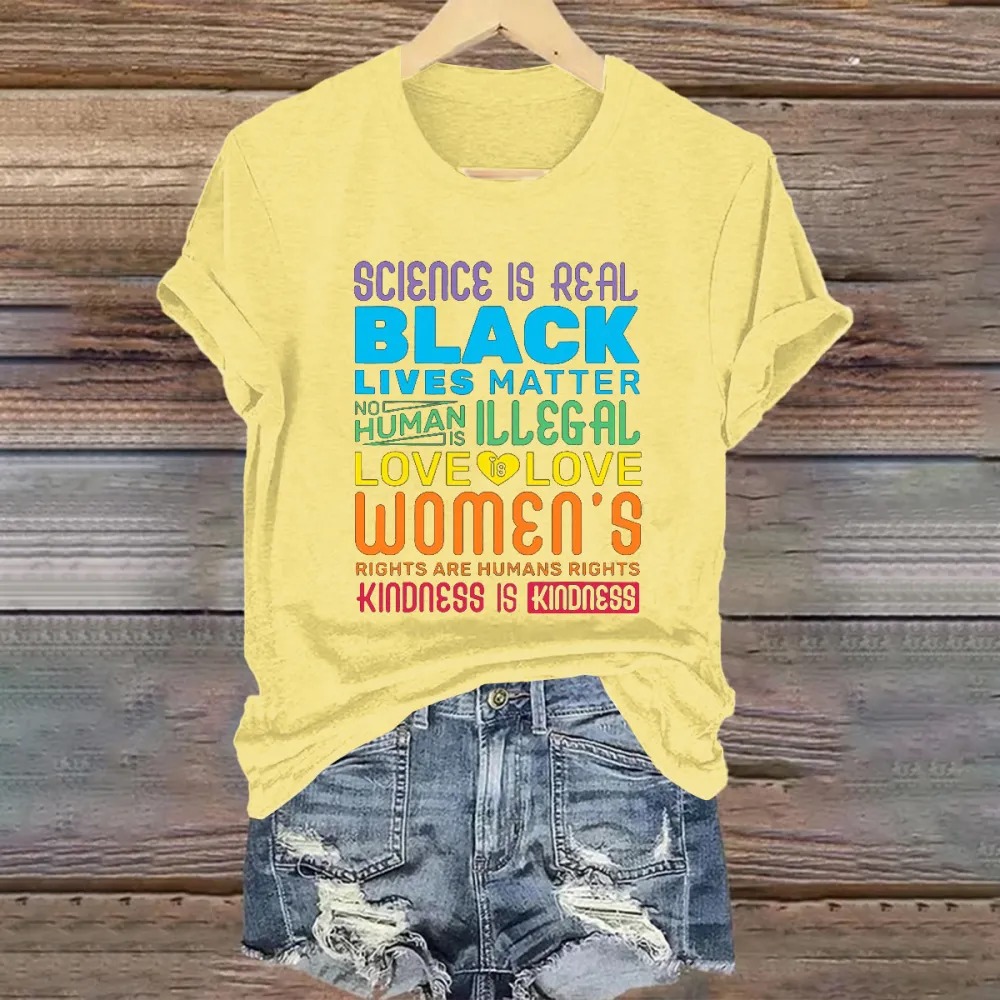 Women'S Science Is Real Black Lives Matter Rainbow LGBT Pride Gay T Shirt