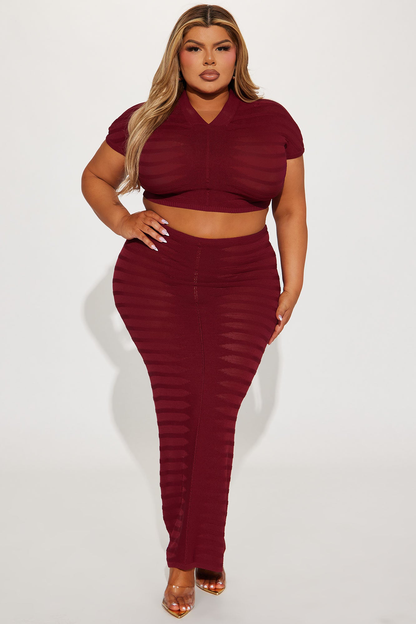 Love Me Sweater Skirt Set - Burgundy