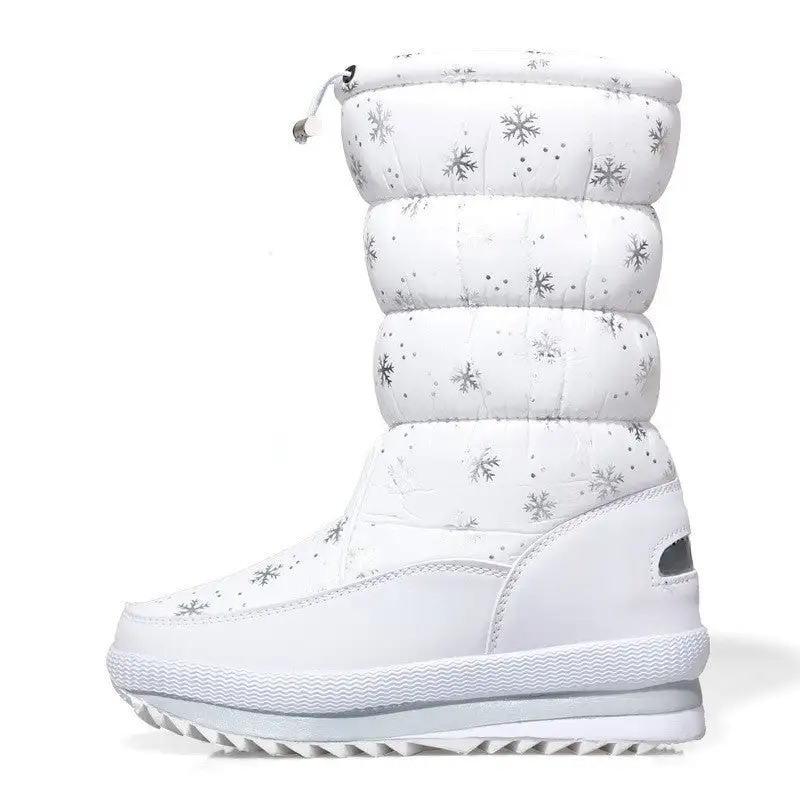 Winter fleece women's snow boots non-slip warm mid-barrel thickened casual cotton boots non-slip plus size women's cotton shoes