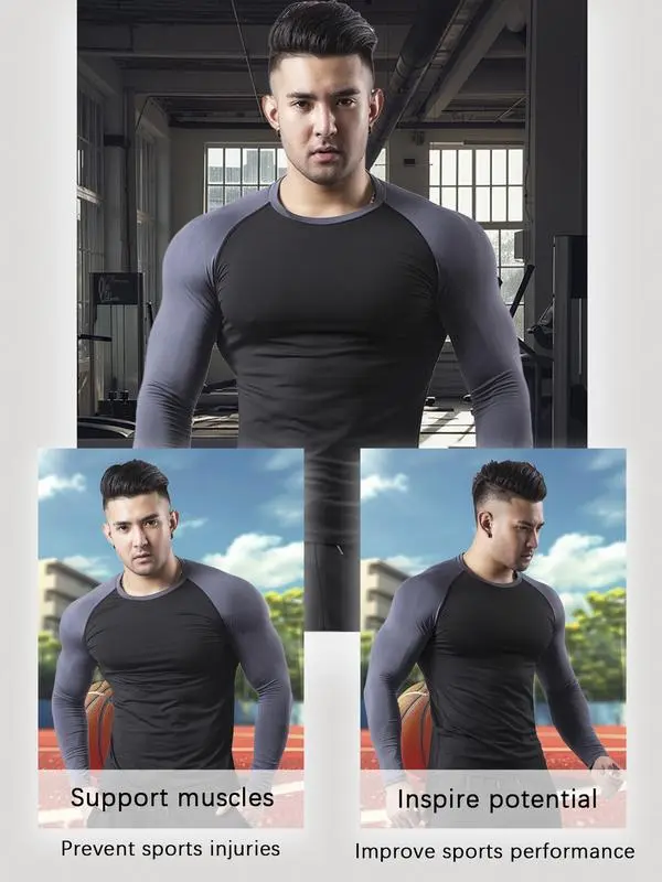 5-Pack Men's Long Sleeve Shirts – Quick Dry, Moisture-Wicking, Breathable, UV Protection, Slim Fit for Sports & Outdoor