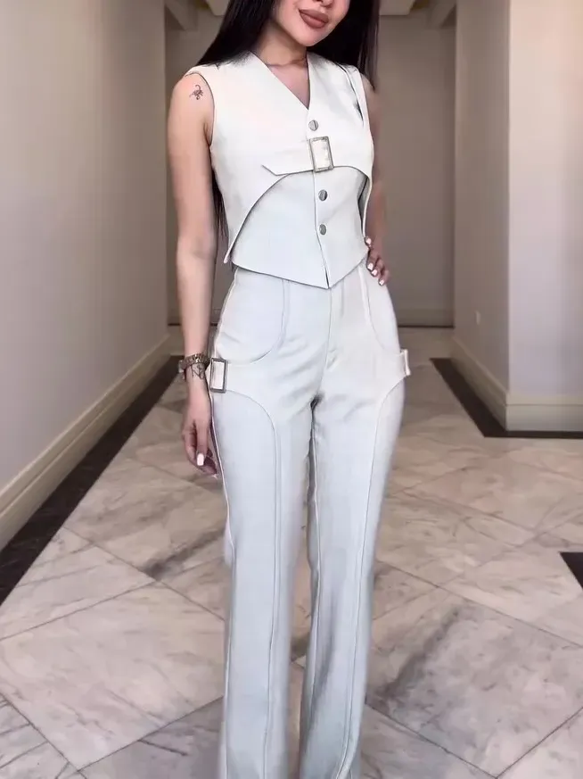 Elegant Sleeveless Vest & Pants Set
