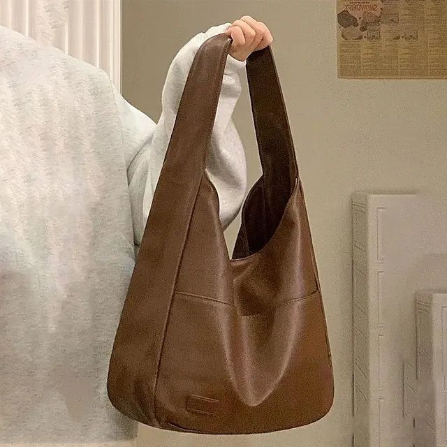 Women's Tote Shoulder Bag PU Leather Daily Office & Career Black Brown