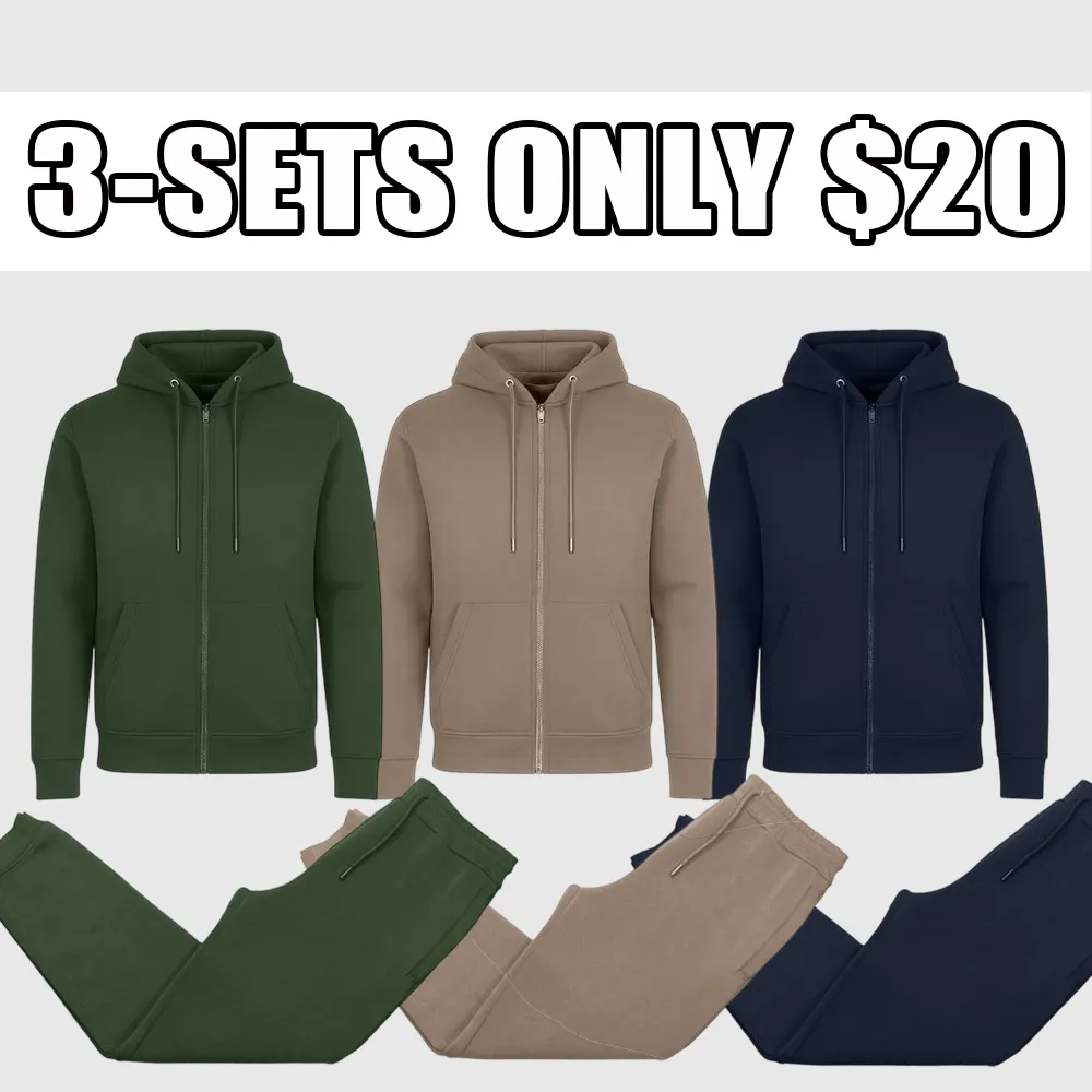 Men’s Multi Pack Fleece Zip Hoodie & Jogger Sets