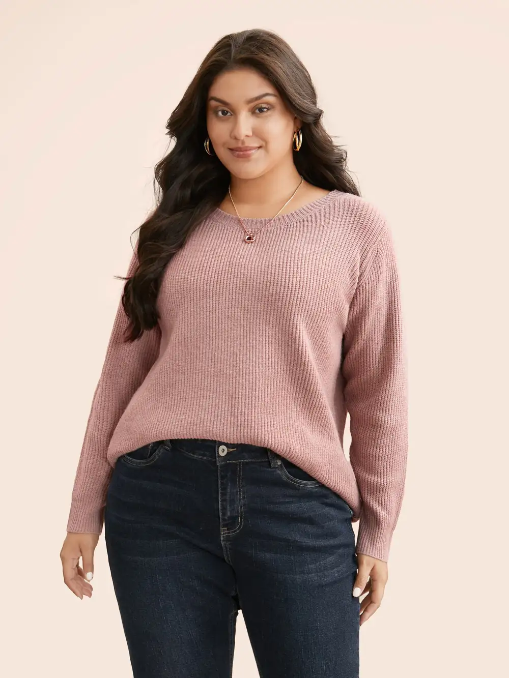 Round Neck Texture Back Bowknot Pullover