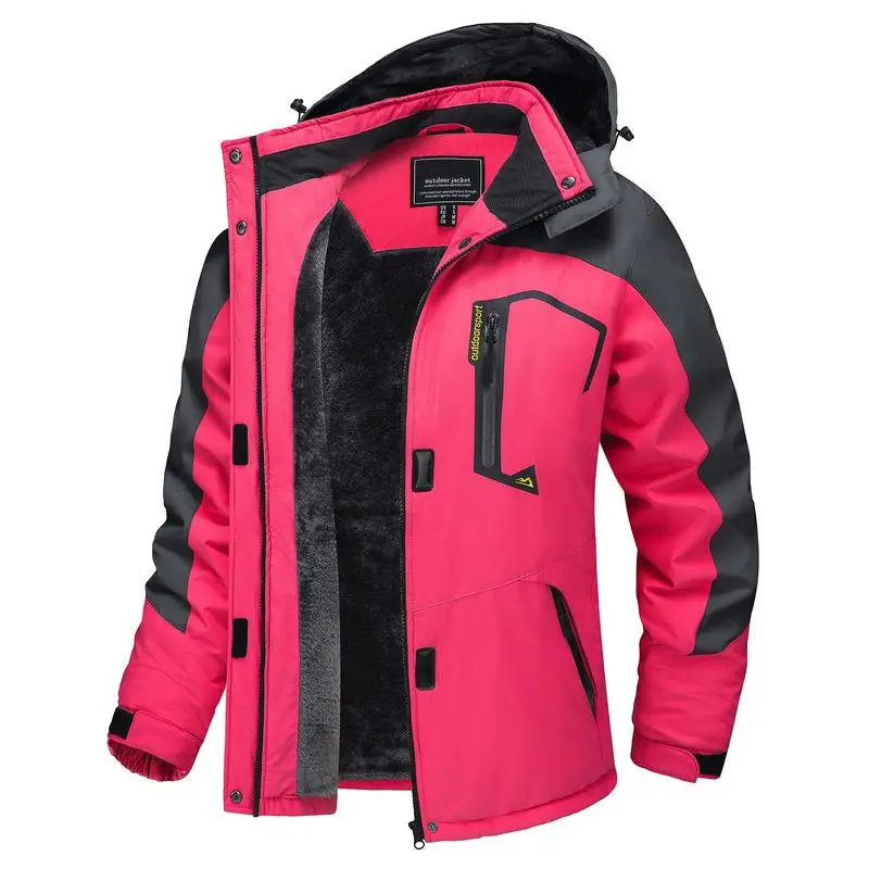 Waterproof Ski Jacket Hooded Fleece Lined Warm Winter Jacket Snow Coat Mountain Windproof Rain Windbreaker