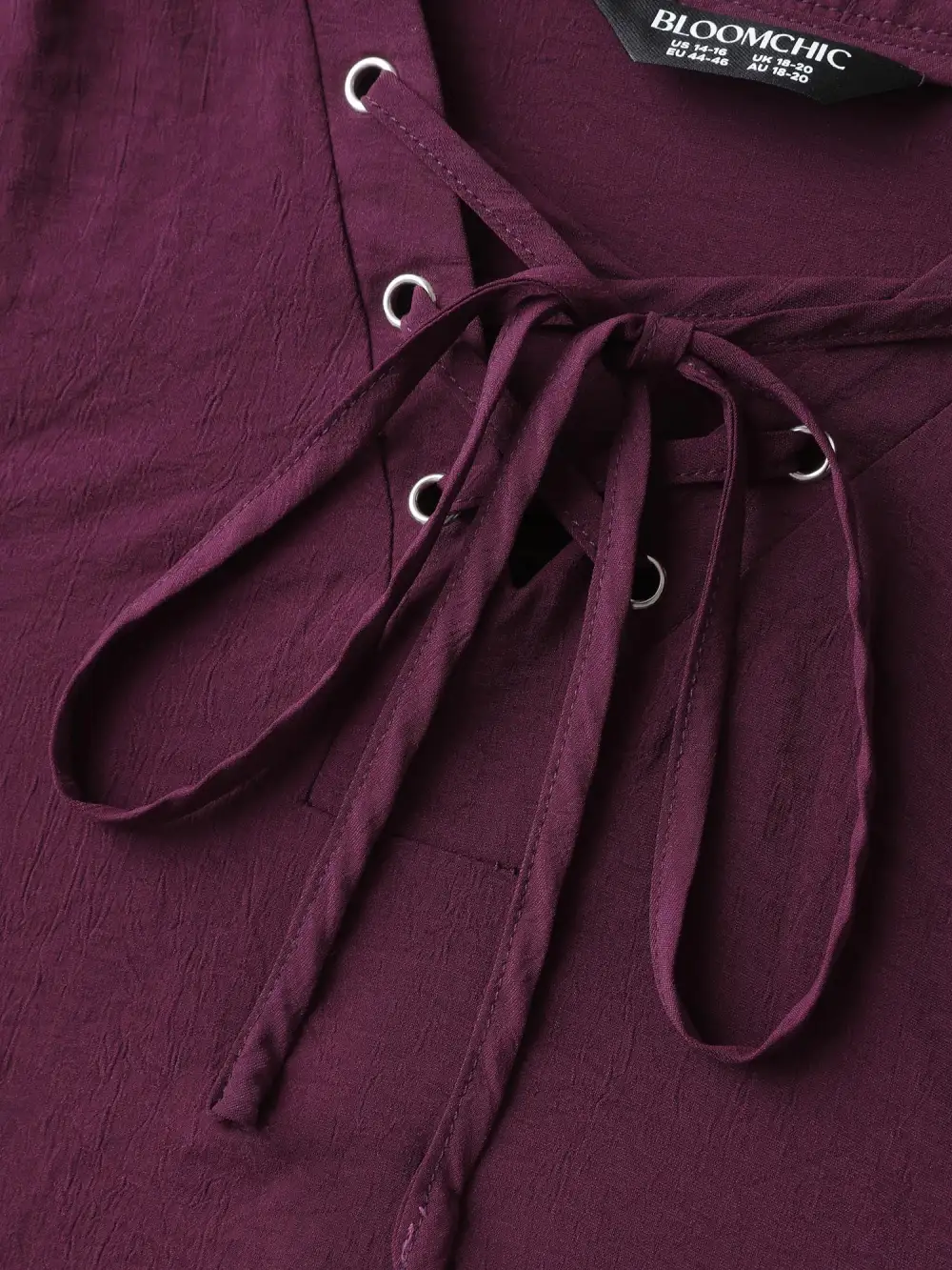 Adjustable Sleeve Neck Tie-Up Solid Blouse