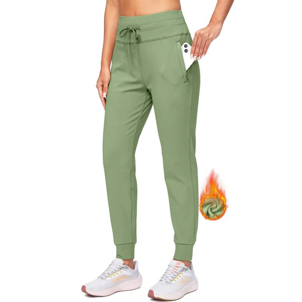 Women’s High-Waist Fleece Lined Joggers – Water-Resistant Warm Athletic Pants