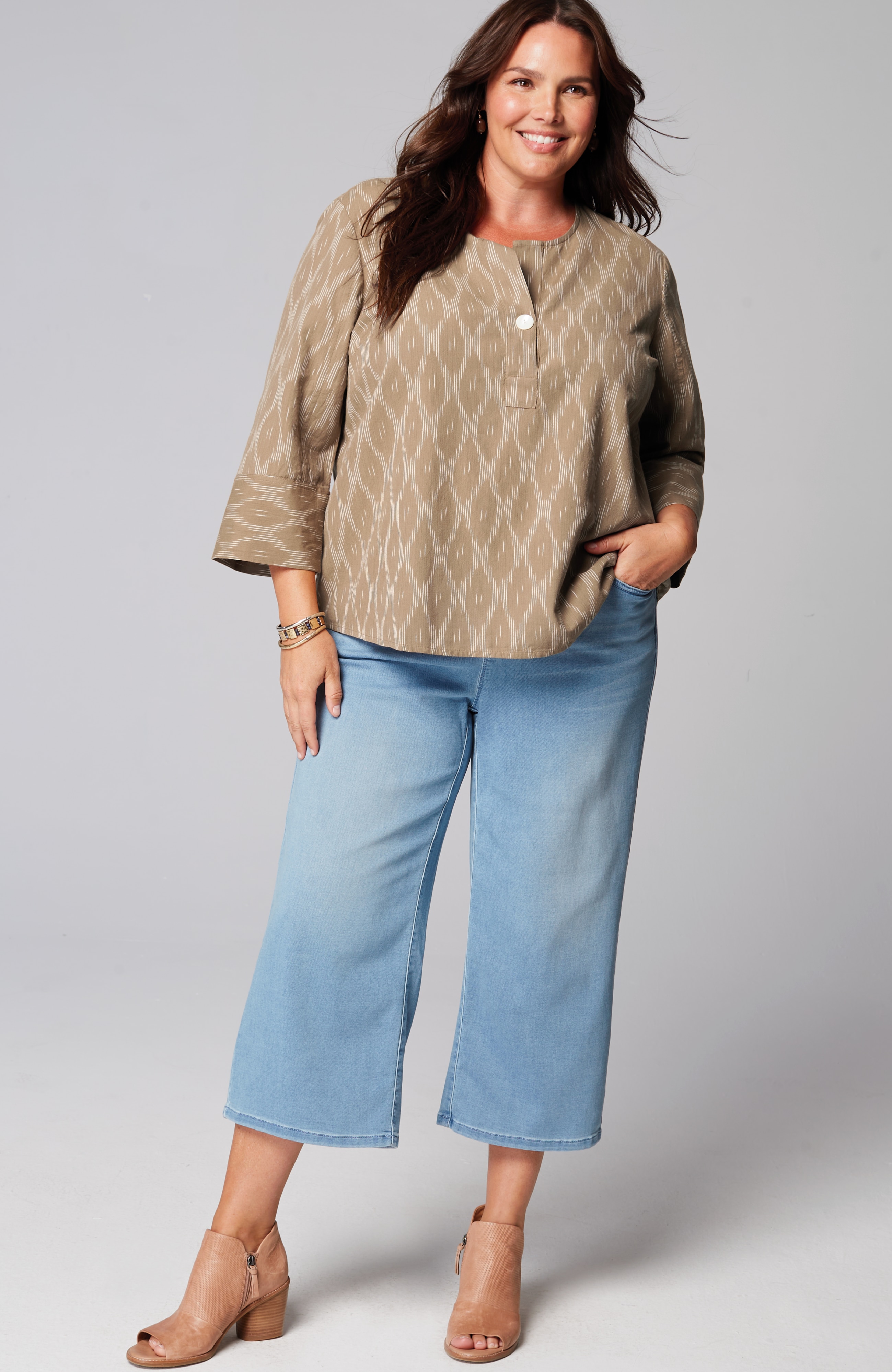 Pure Jill Single-Button Ikat Top