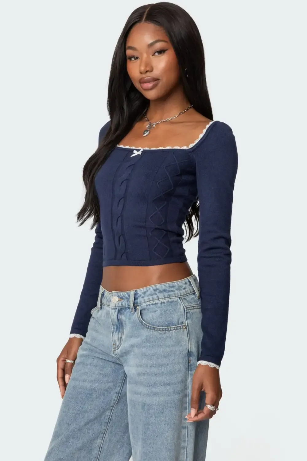 Ansley Lacey Cable Knit Top
