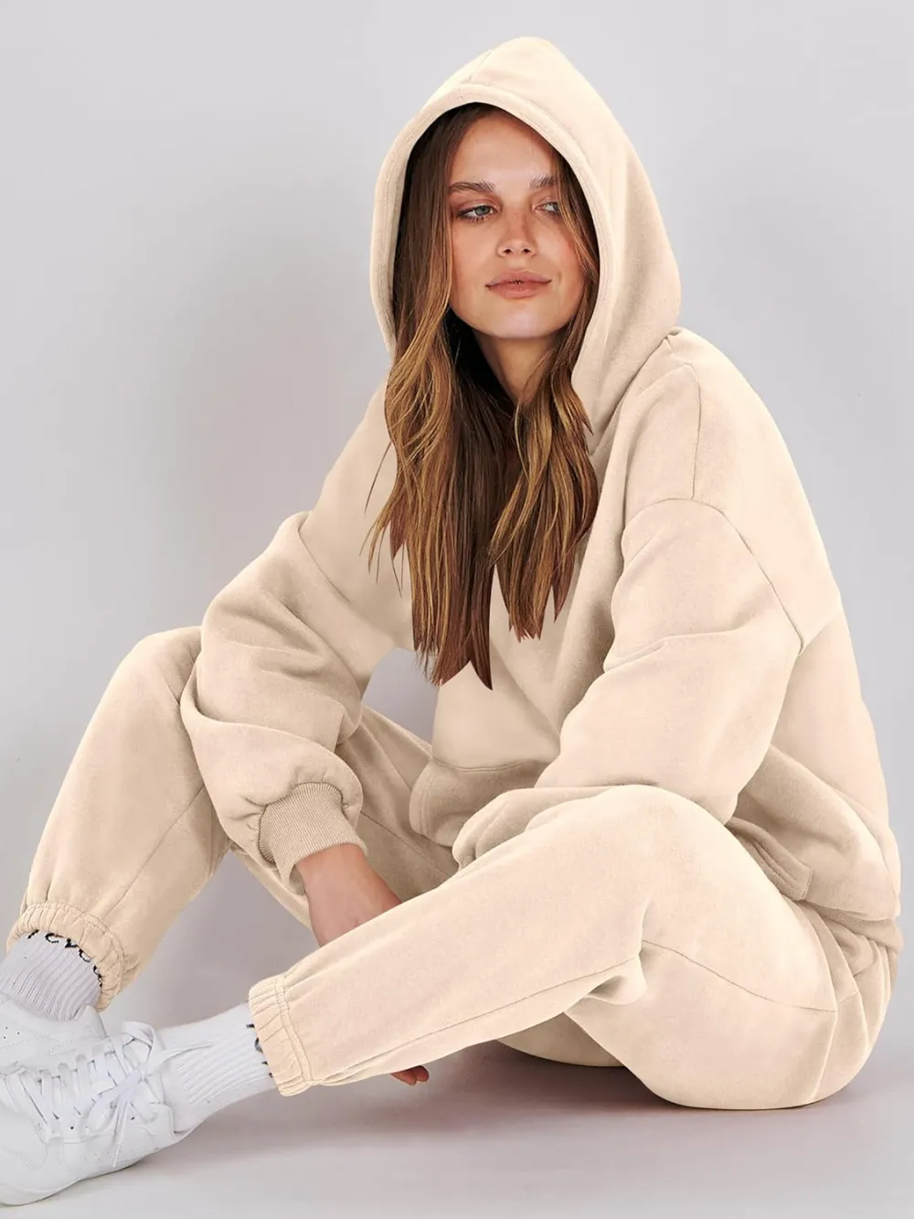 (Clearance Sale $1.99⚡) 2024 Women's Fall Oversized Casual Hoodie Two Piece Sweatshirt Jogging Pants Sweatshirt Set