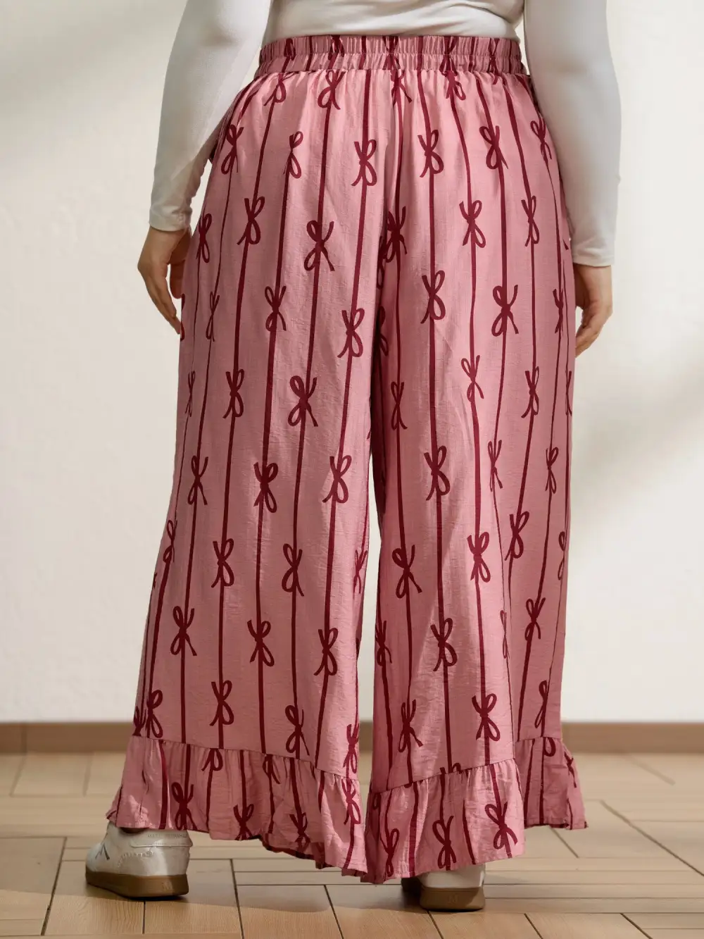 Bowknot Stripes Wide-Leg Lounge Bottoms