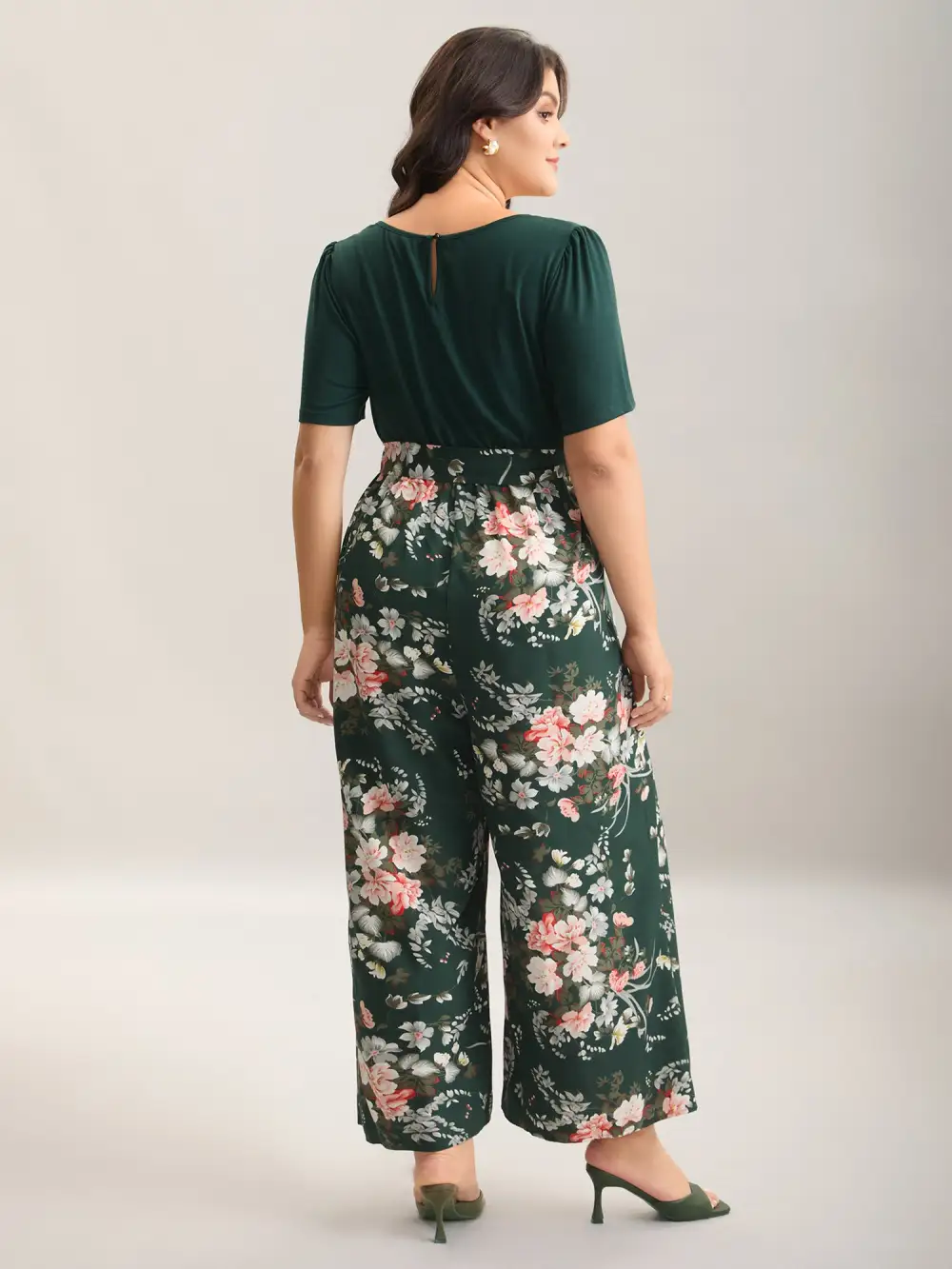 Color Contrast Belted Panel Pockets Jumpsuit