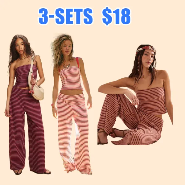 Women's Striped Crop Top with Wide Leg Pants – Casual Sleeveless Summer Outfit