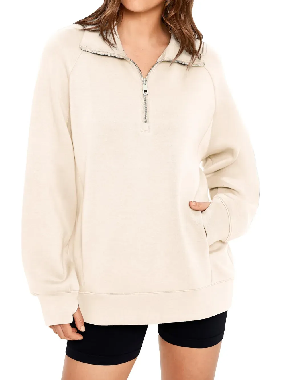 ✨Women's Half Zip Oversized Sweatshirt with Pockets
