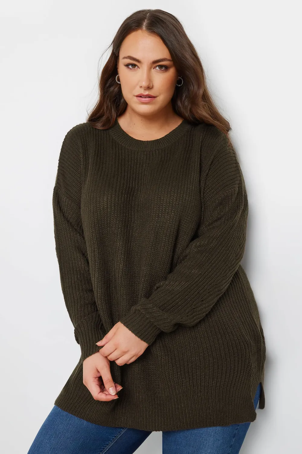 YOURS Curve Navy Blue Drop Shoulder Knitted Jumper