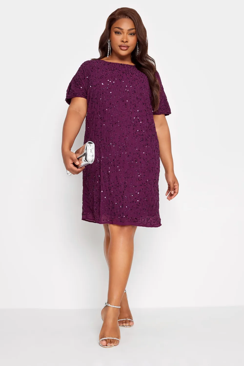 LUXE Curve Teal Green Sequin Hand Embellished Cape Dress