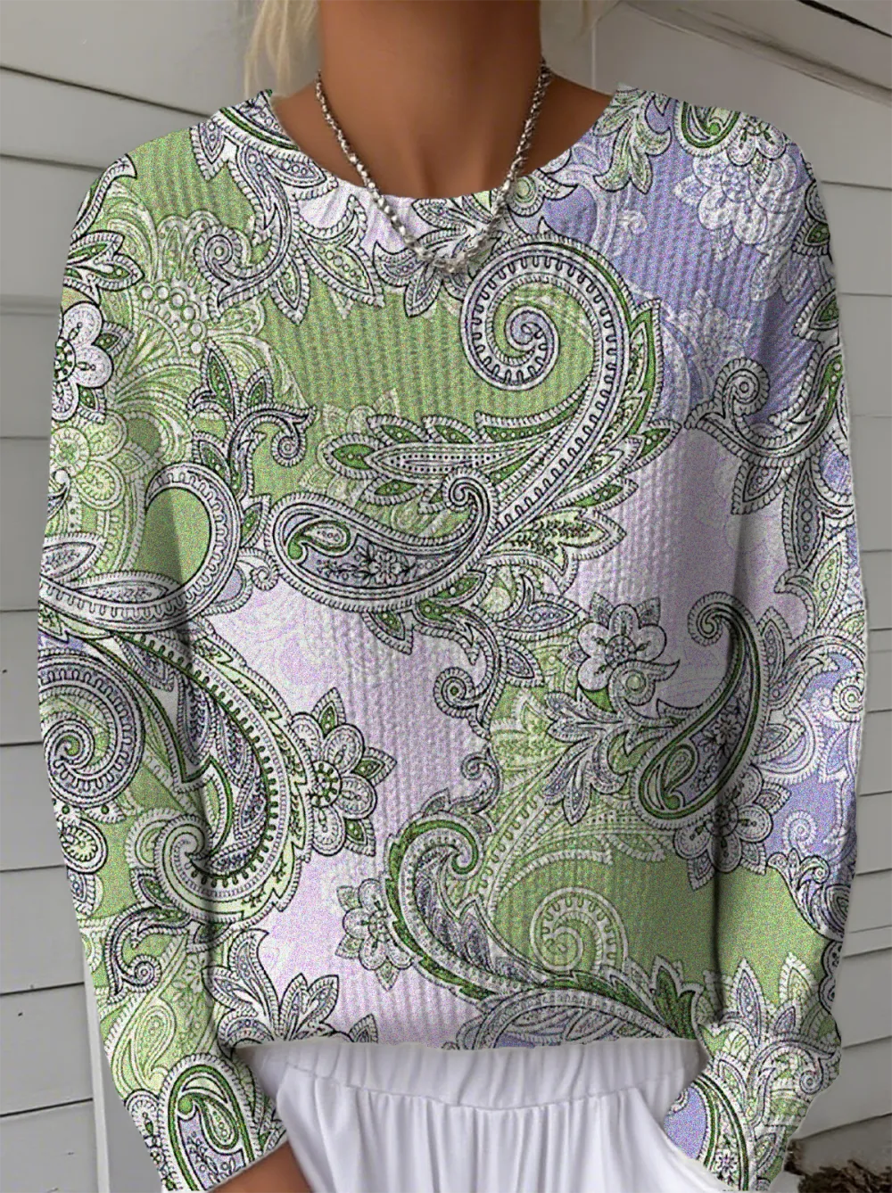 Women's Ethnic Paisley Pattern Pullover Sweater Regular Autumn And Winter Top