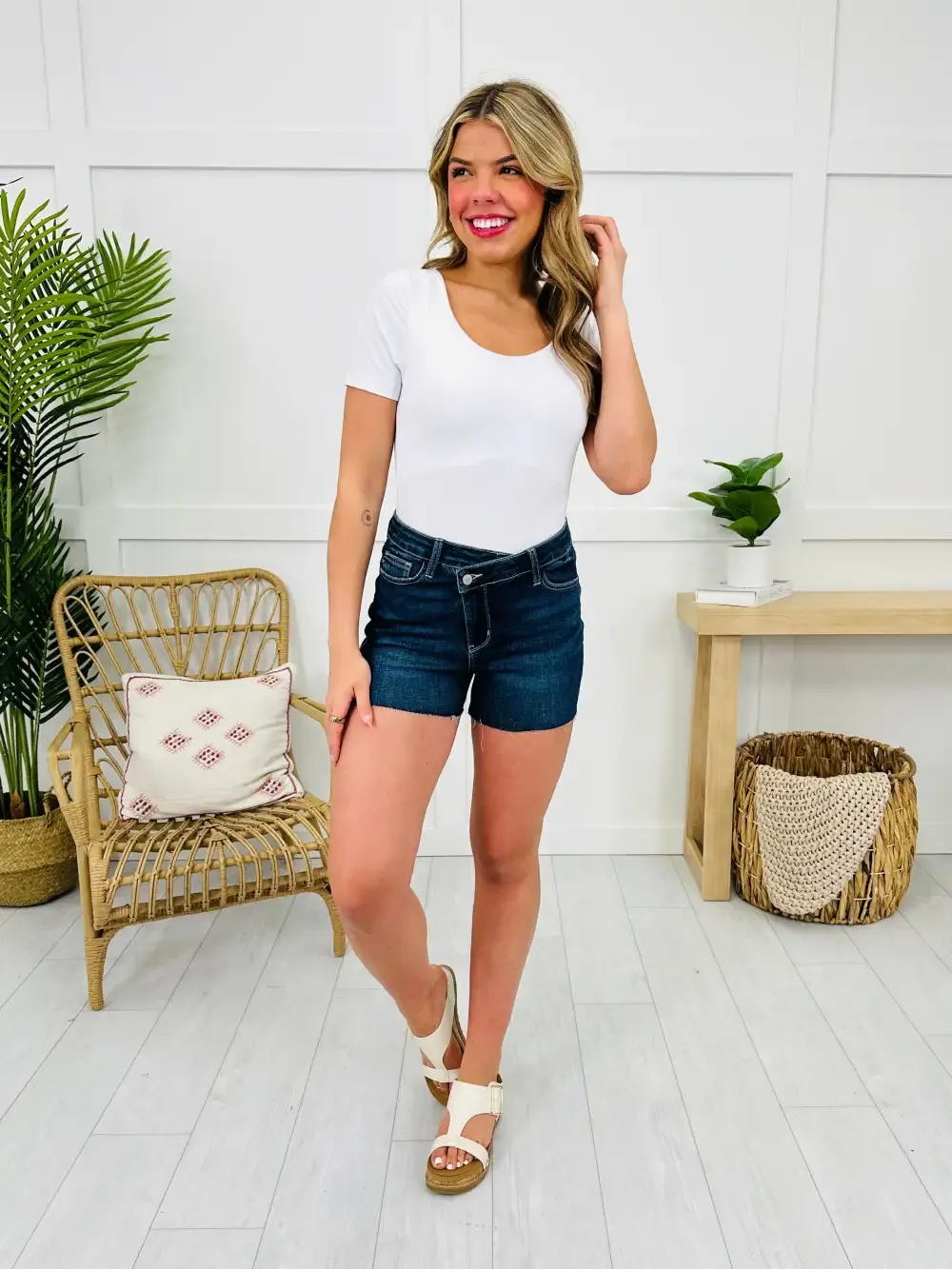 Judy Blue At A Crossroads Criss Cross Shorts