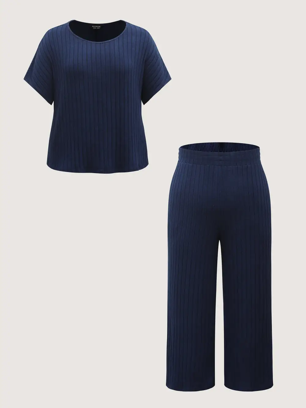 Stretchy Pit Strip Solid Loungewear Set