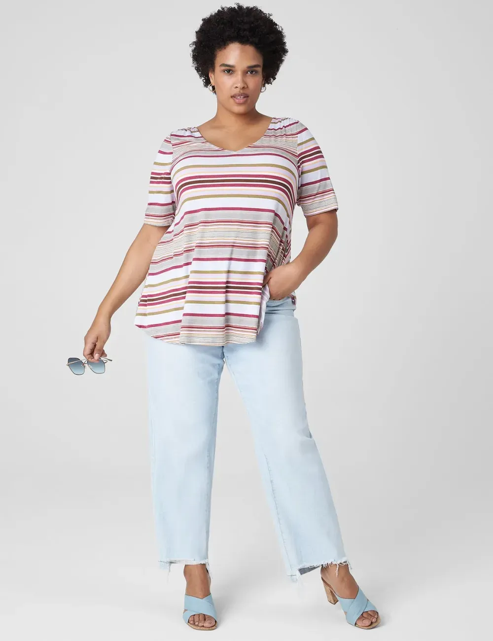 Modern Swing Perfect Sleeve Ruched-Shoulder Tee