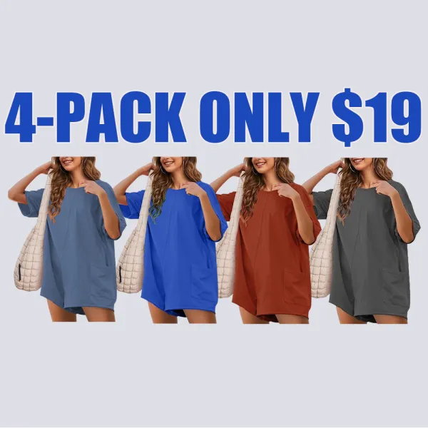 Womens Oversized Rompers Back V Neck Jumpsuits Casual Athletic Workout Tee Onesie Activewear