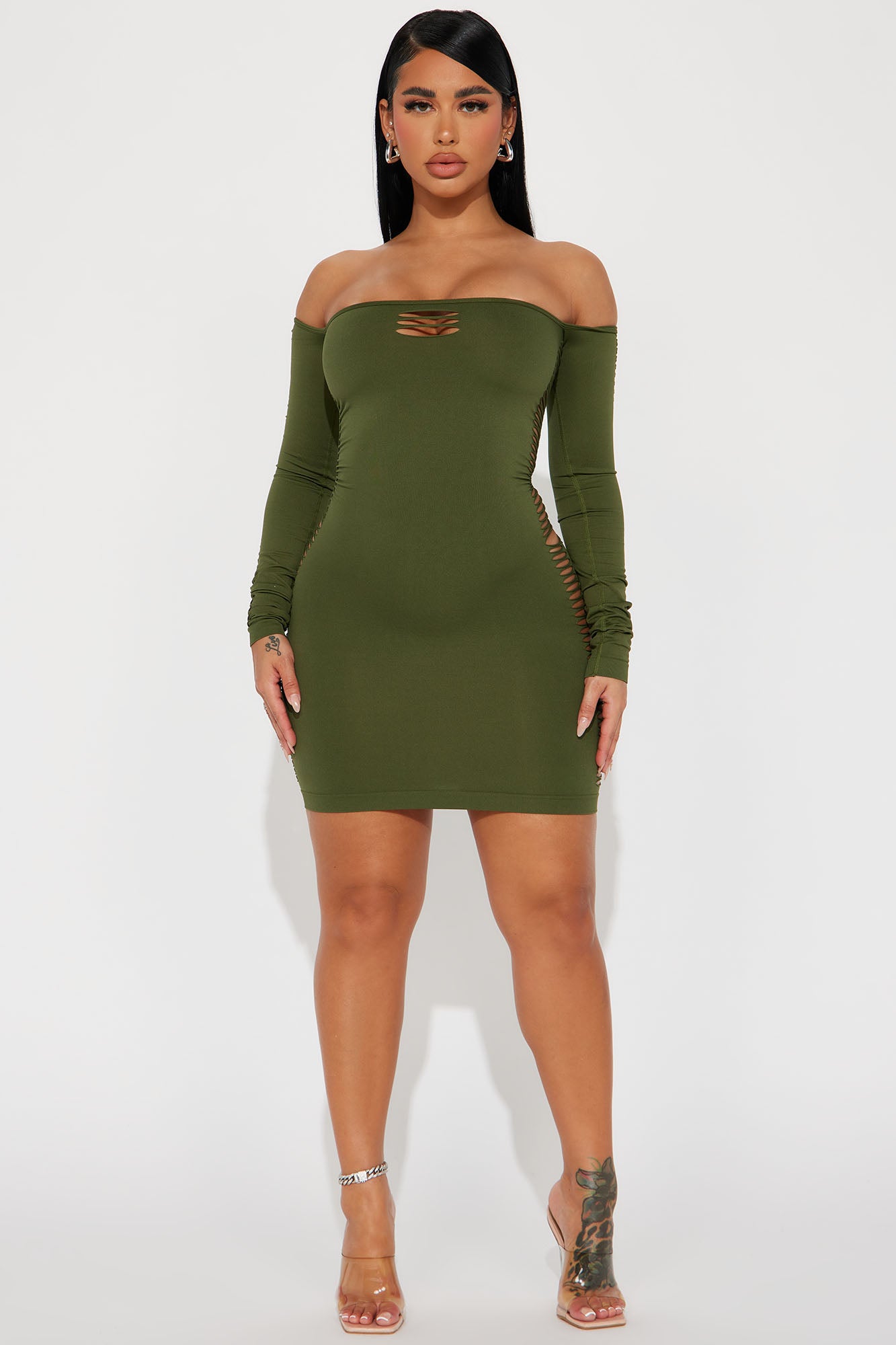Sarah Seamless Mini Dress - Olive