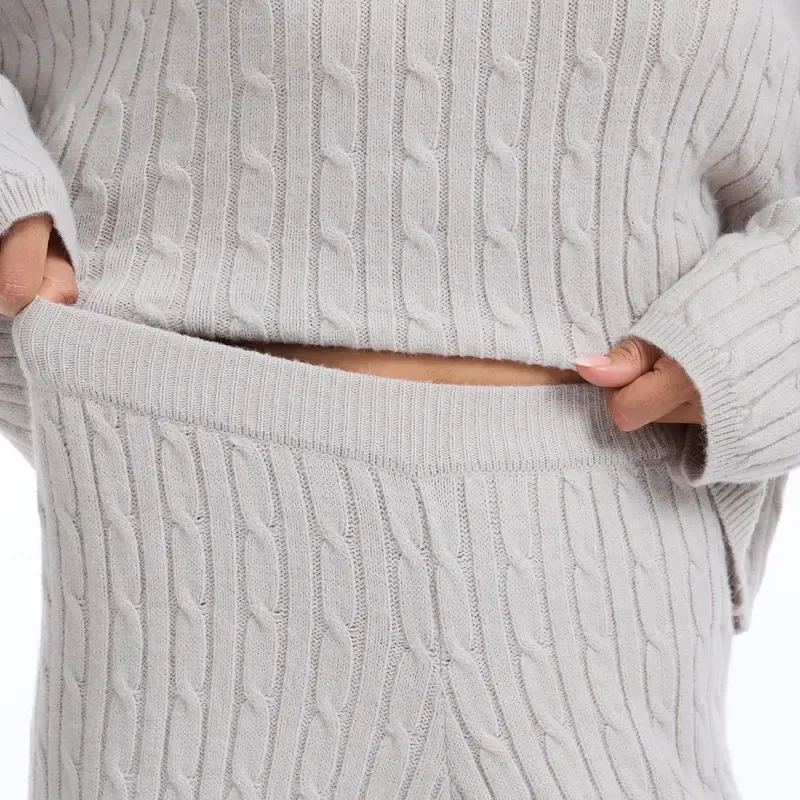 Women's chunky knit sweater casual two-piece set