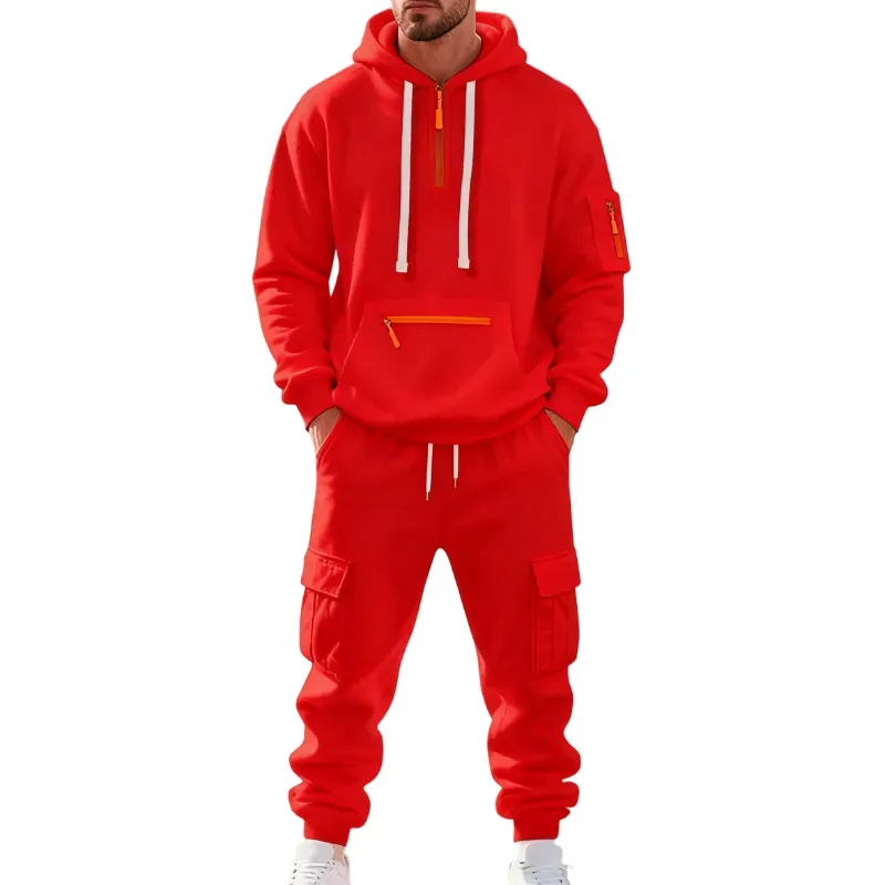 Men's 8-Sets Hoodie & Cargo Pants Tracksuit Set