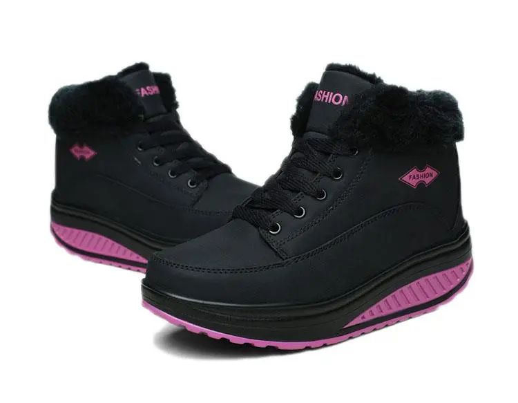 Cilool Plush Warm Winter Boots Women's Platform  Ankle Swing Shoes