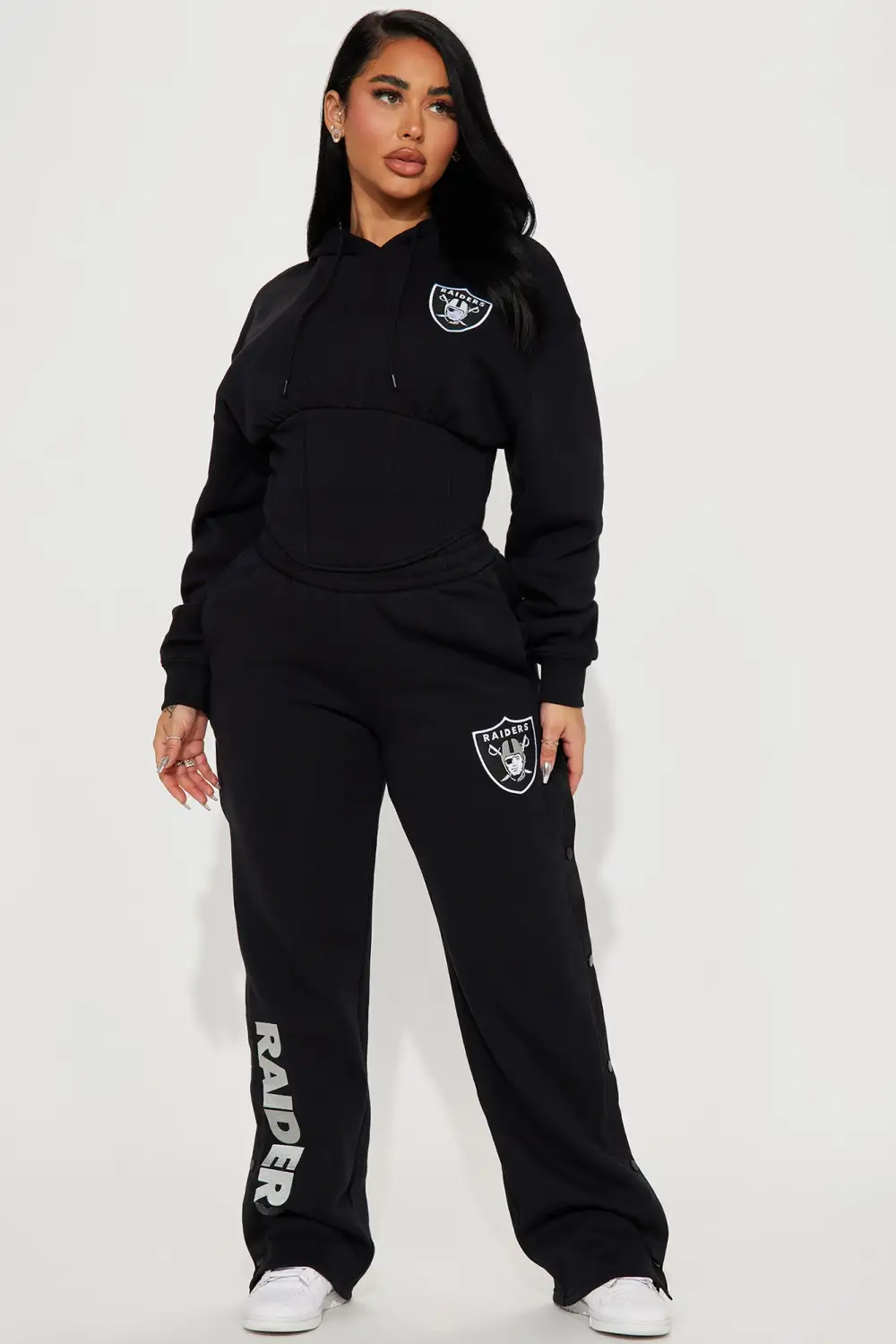 Raiders Corset Hoodie - Black