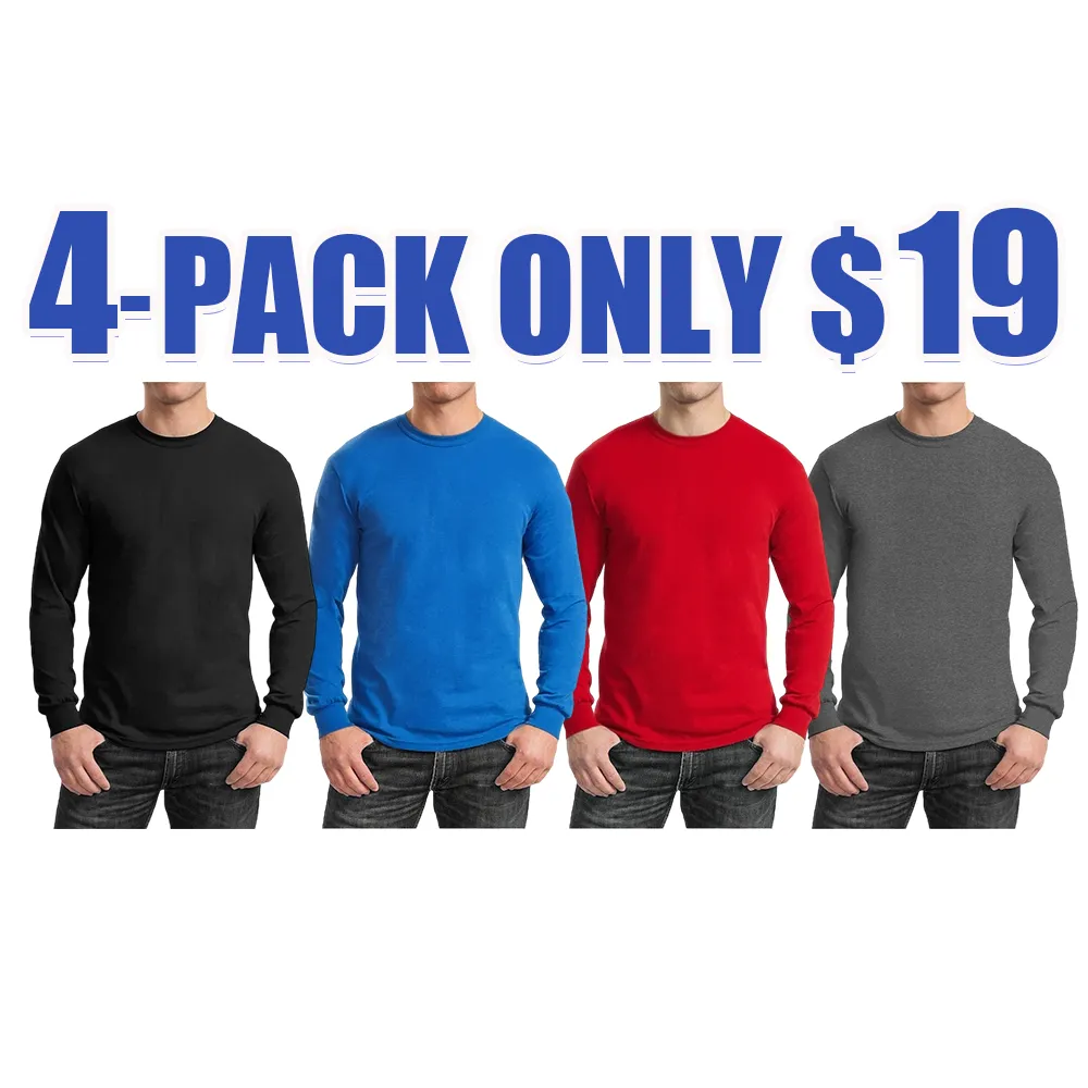 Men's Long Sleeve Cotton-Blend Crew Neck Tee