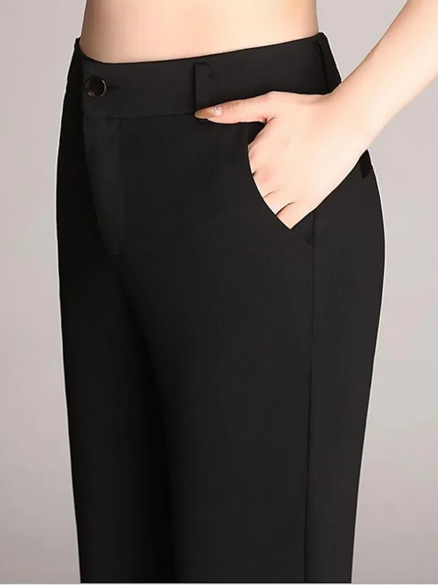 Women‘s Dress Work Pants Bootcut Pants Trousers Mid Waist Basic Daily Black 1# Black S M Summer