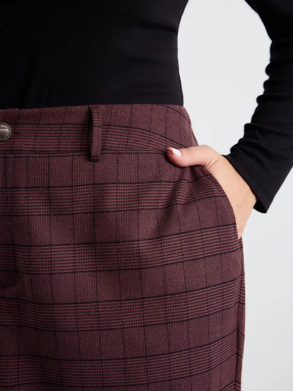 Checkered Stretchy Waist Pants