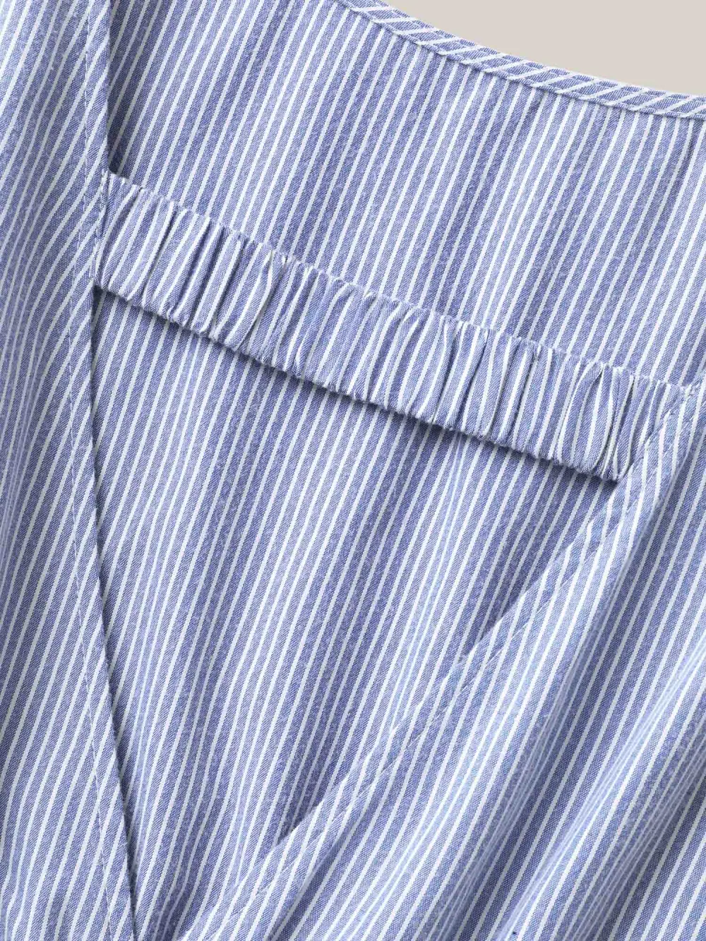 Backless Bow Tie Stripe Print Cinched Blouse