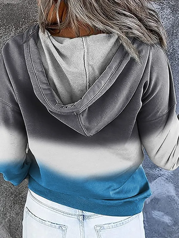Women's Hoodie Sweatshirt Pullover Streetwear Casual Front Pocket Green Blue Purple Gradient Casual Hooded Long Sleeve S M L XL XXL