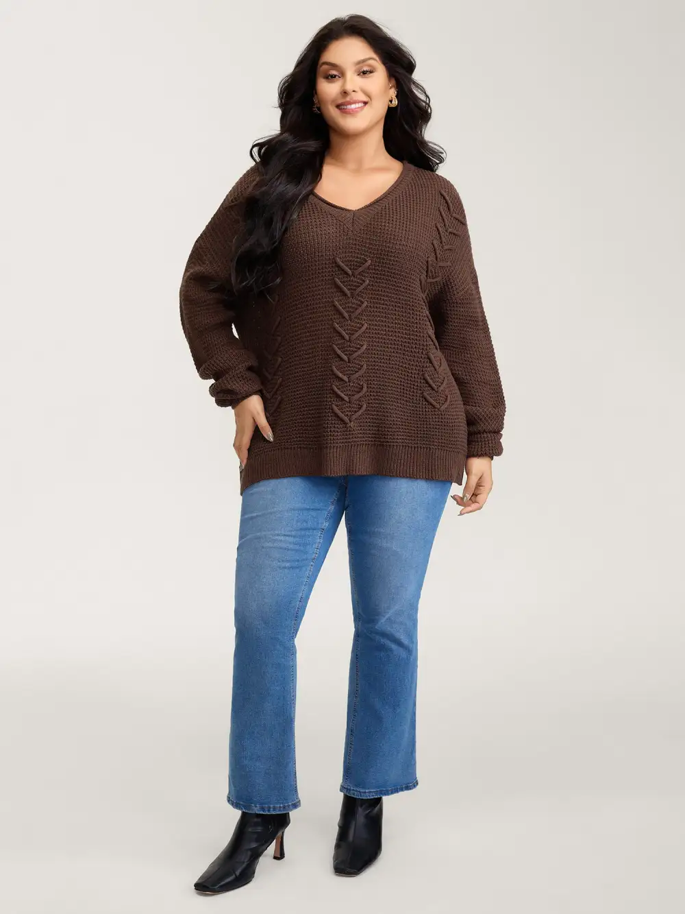 Crossover Textured Balloon Sleeve Pullover