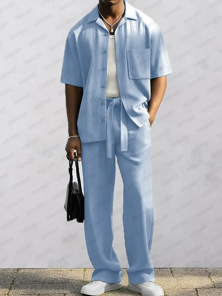 Casual Chic 100% Cotton Shirt Pants Set