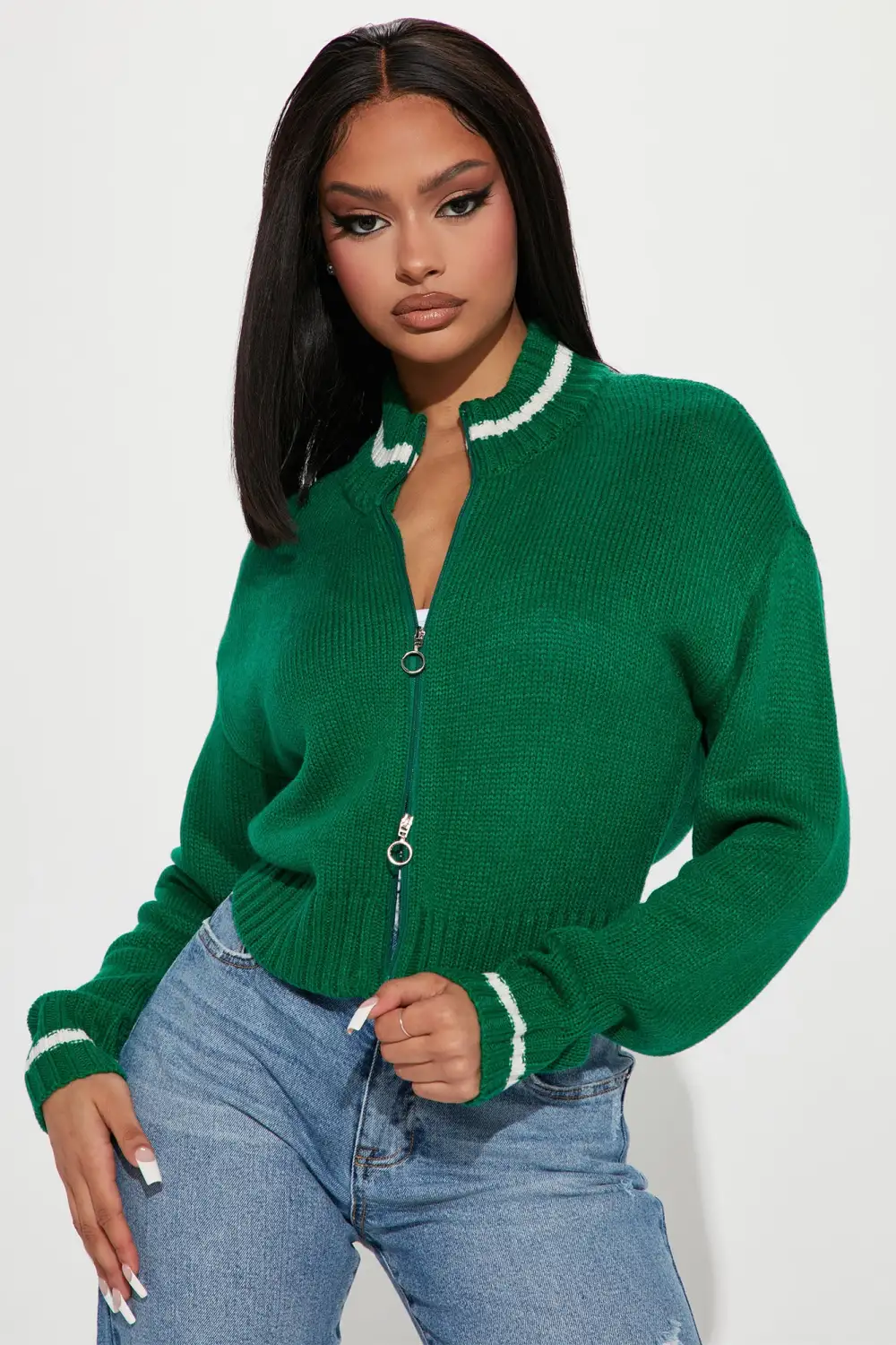 Open Book Knit Bomber - Hunter