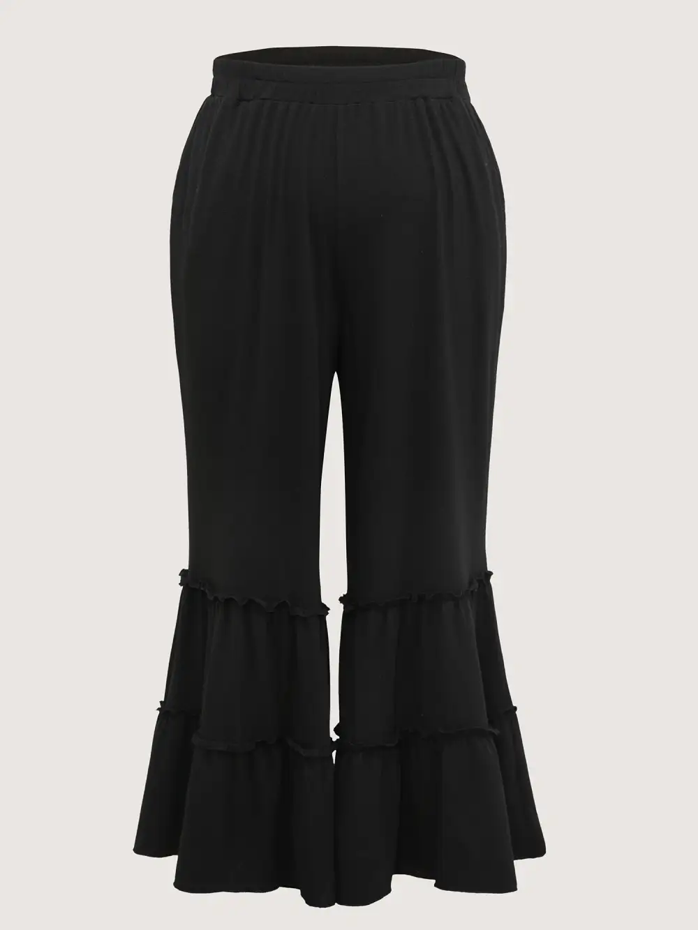 Stretchy Ruffled Hem Tiered Pants