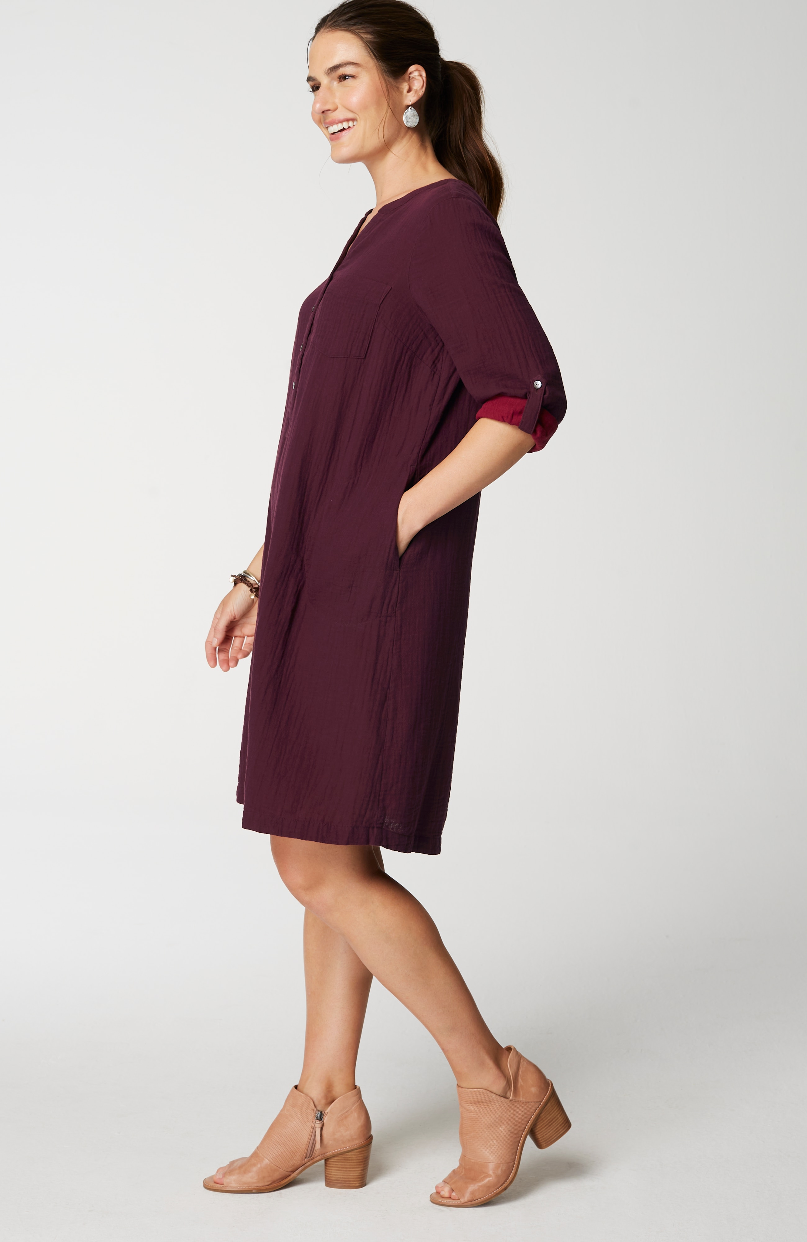 Pure Jill Color-Block Double-Cloth Dress