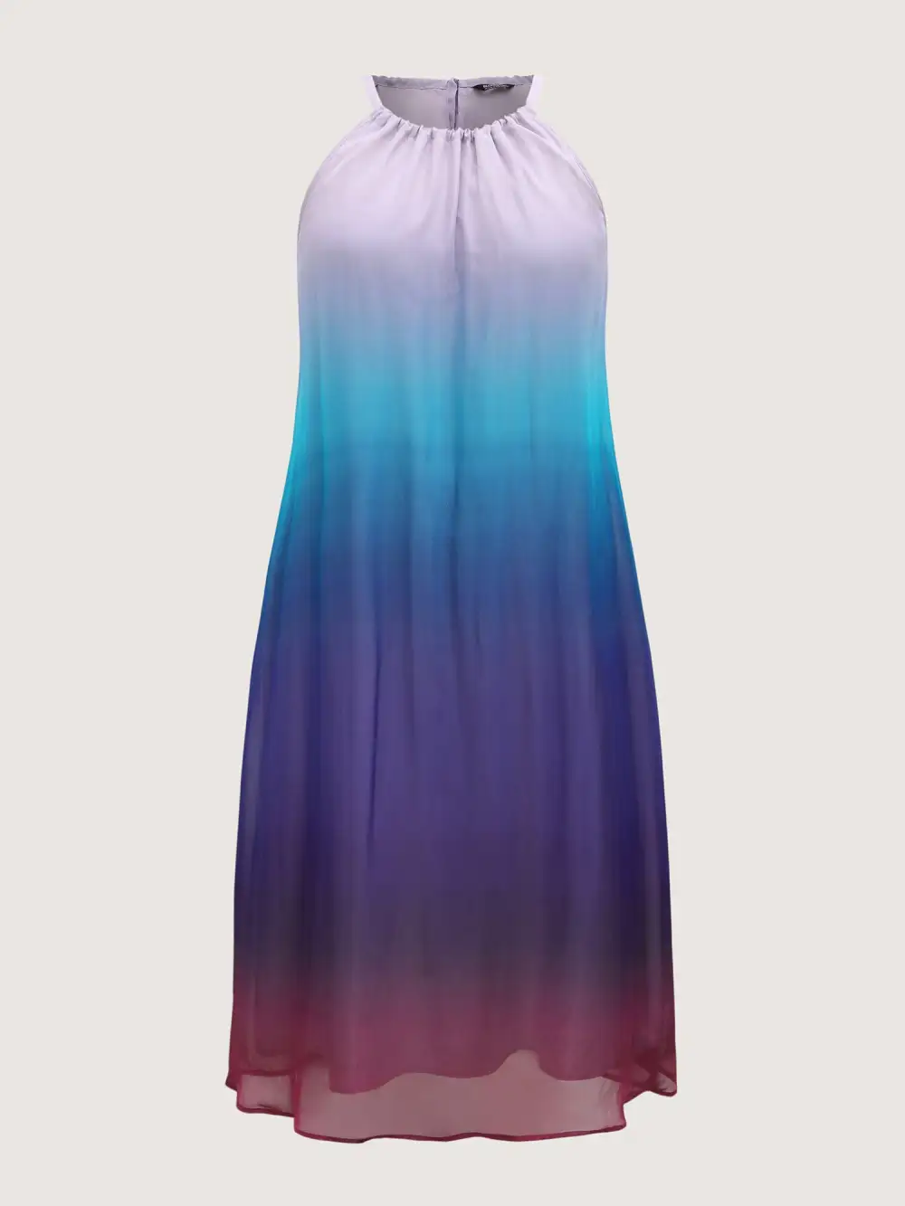 Ombre Gradient Pockets Sheer Midi Dress