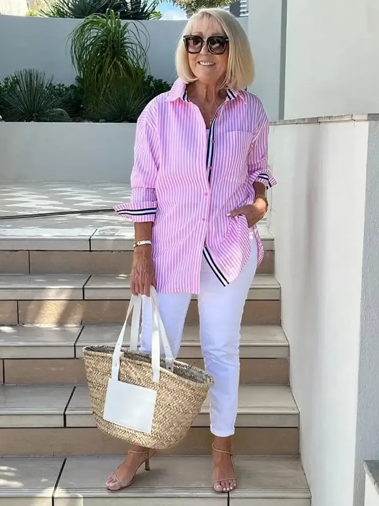 Ula TM | Women's Striped Button-Up Shirt