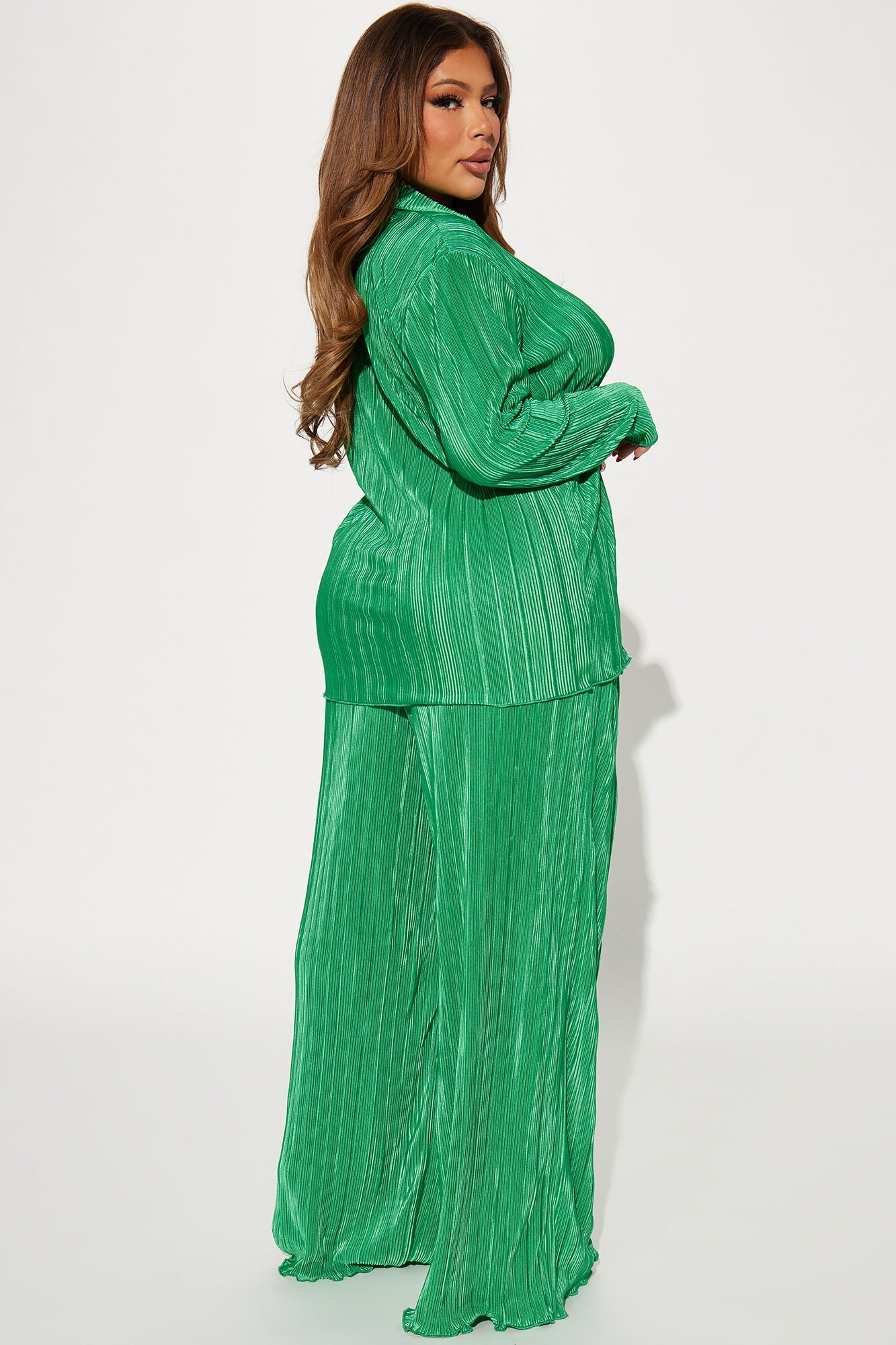If It Plisse You Pant Set - Kelly Green