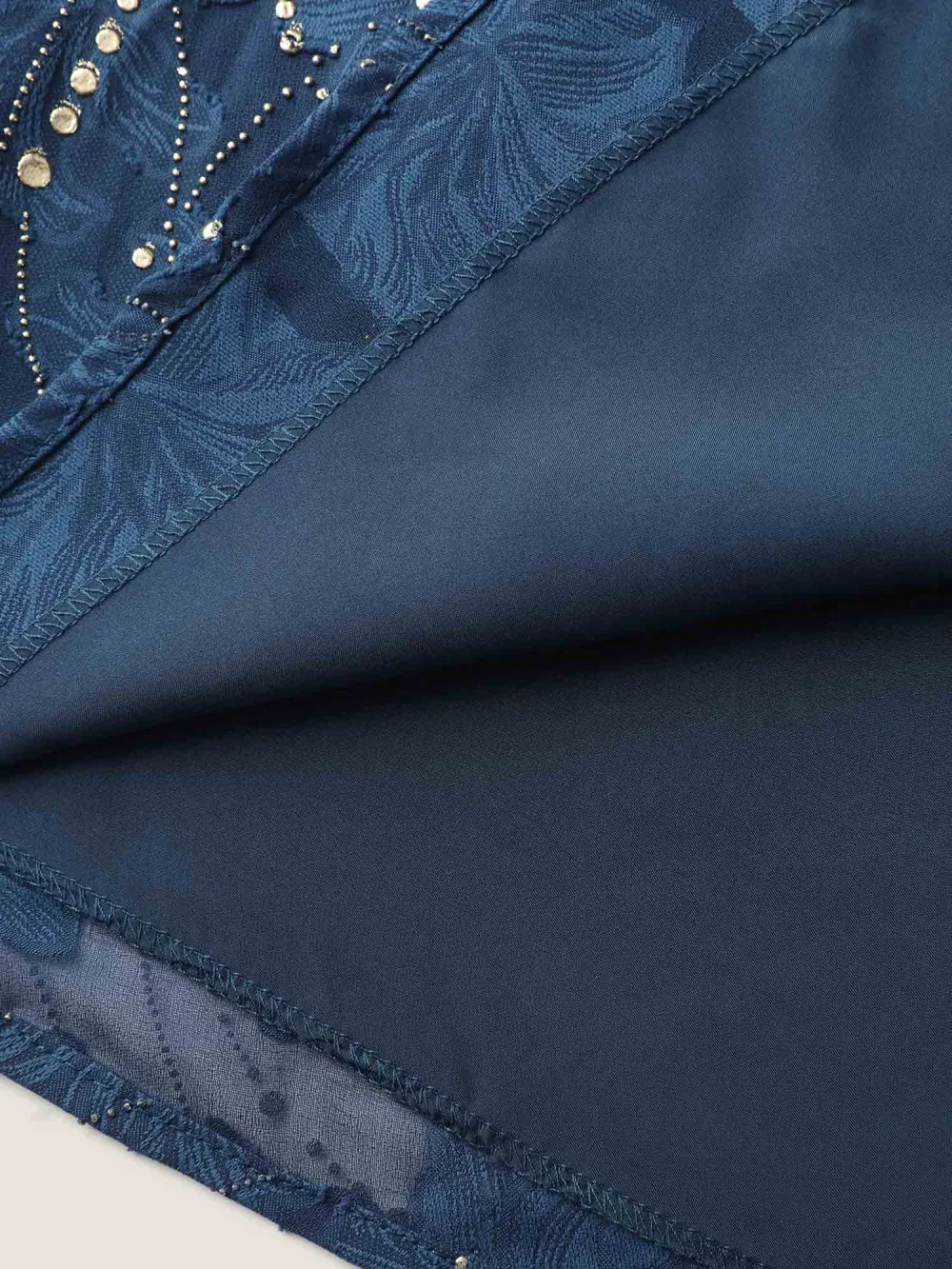 Gold Stamp Ruffled Neck Blouse